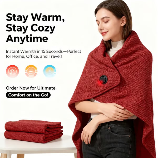🎉Christmas Sale - 50% OFF🔥Portable Heated Hooded Blanket Shawl