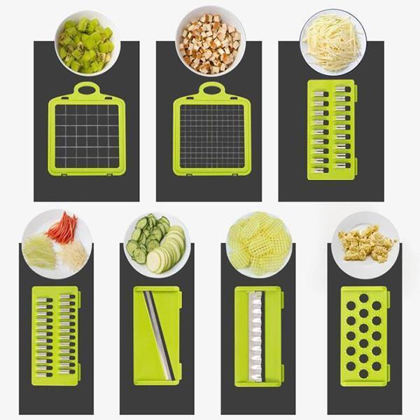 ✨Cortador multifuncional de alimentos – lâminas de aço inoxidável, fácil de limpar, várias opções de preparação 🥗