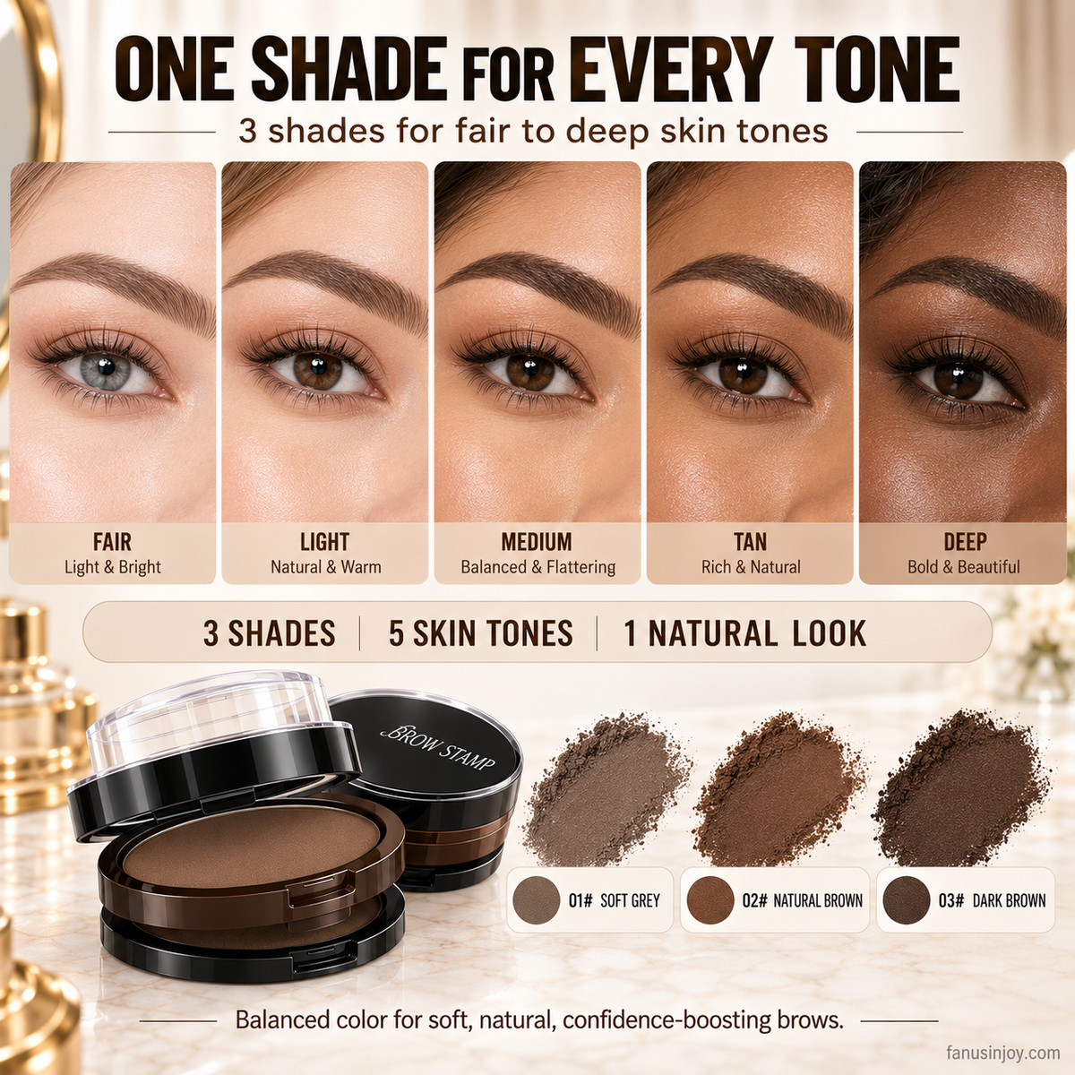 ✨ 50% OFF!🖌️🖌️2-Color Waterproof Eyebrow Stamp Powder Kit, Smudge-Proof Quick Natural Full Brow Makeup with Dual-End Brush
