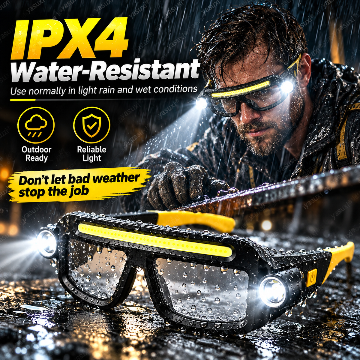 ✨Rechargeable LED head torch in glasses style