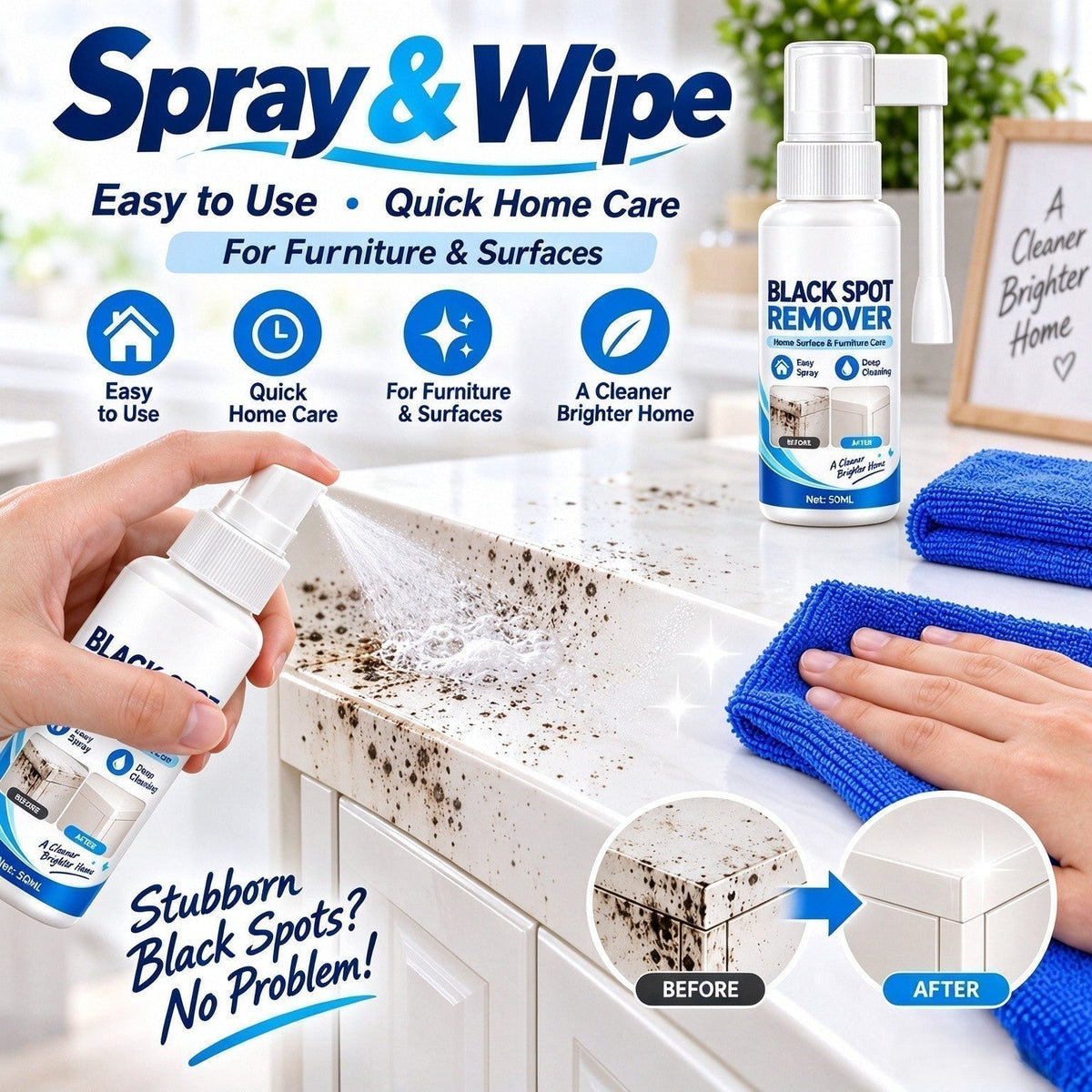 Household Mould Remover Spray – breaks down black mould & grime on tiles, walls, frames & furniture