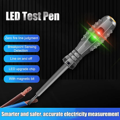 2-in-1 Voltage Tester Pen & Magnetic Screwdriver – AC/DC Neon Display, Anti-Slip Handle, Slotted & Phillips Bits, Pocket-Sized Circuit Detector
