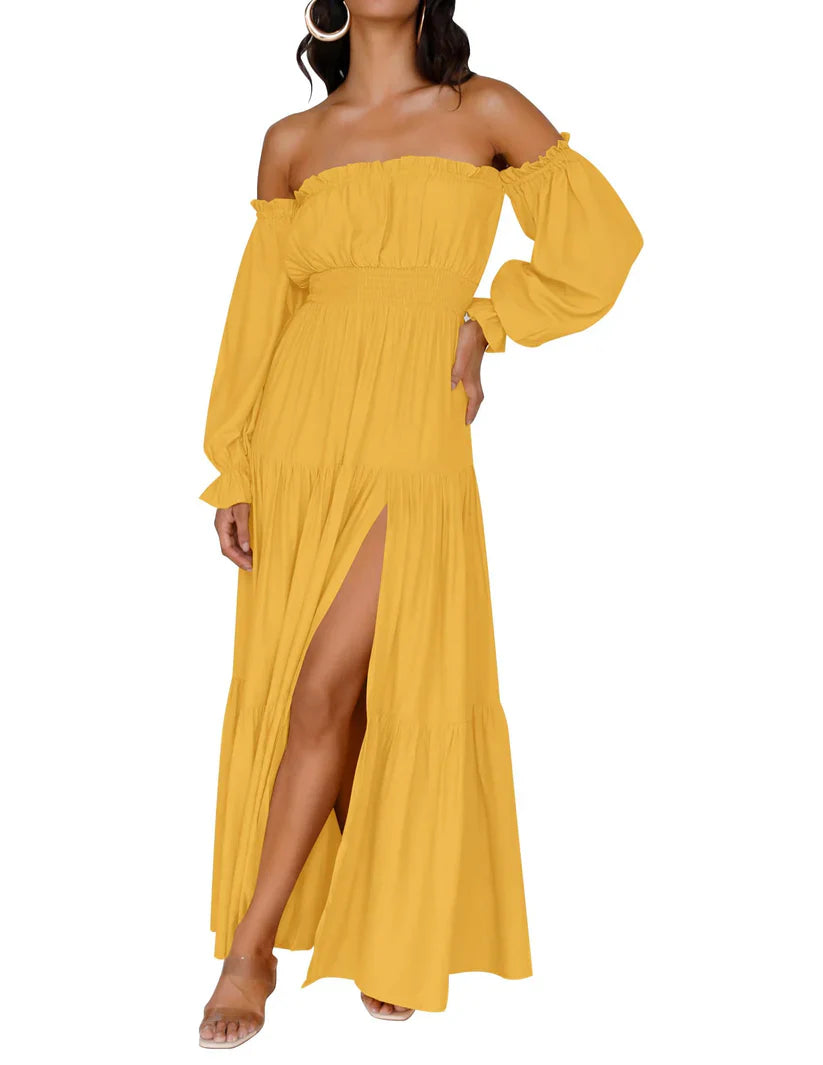 🎉LAST DAY SAEL 60% OFF!!✨💃Women's Off-Shoulder High-Waist Dress