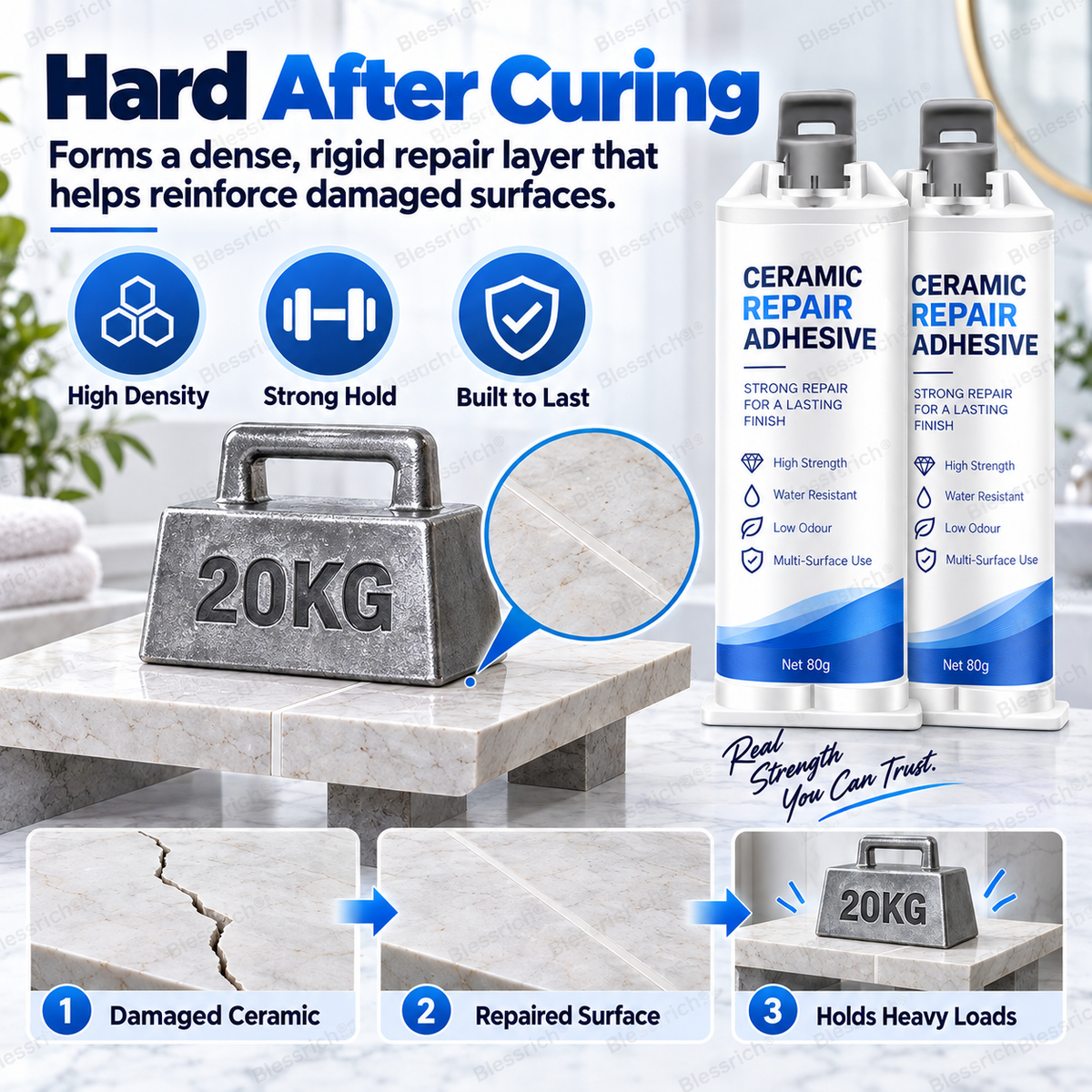 ✨ Give Damaged Surfaces a Second Life! 🛠️ 80g Ceramic Repair Compound for Toilets, Sinks, Tubs, Tiles & Marble 🚽🚰🛁