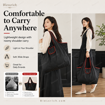 🛍️ Foldable Reusable Shopping Bag – Large Capacity, Lightweight & Washable