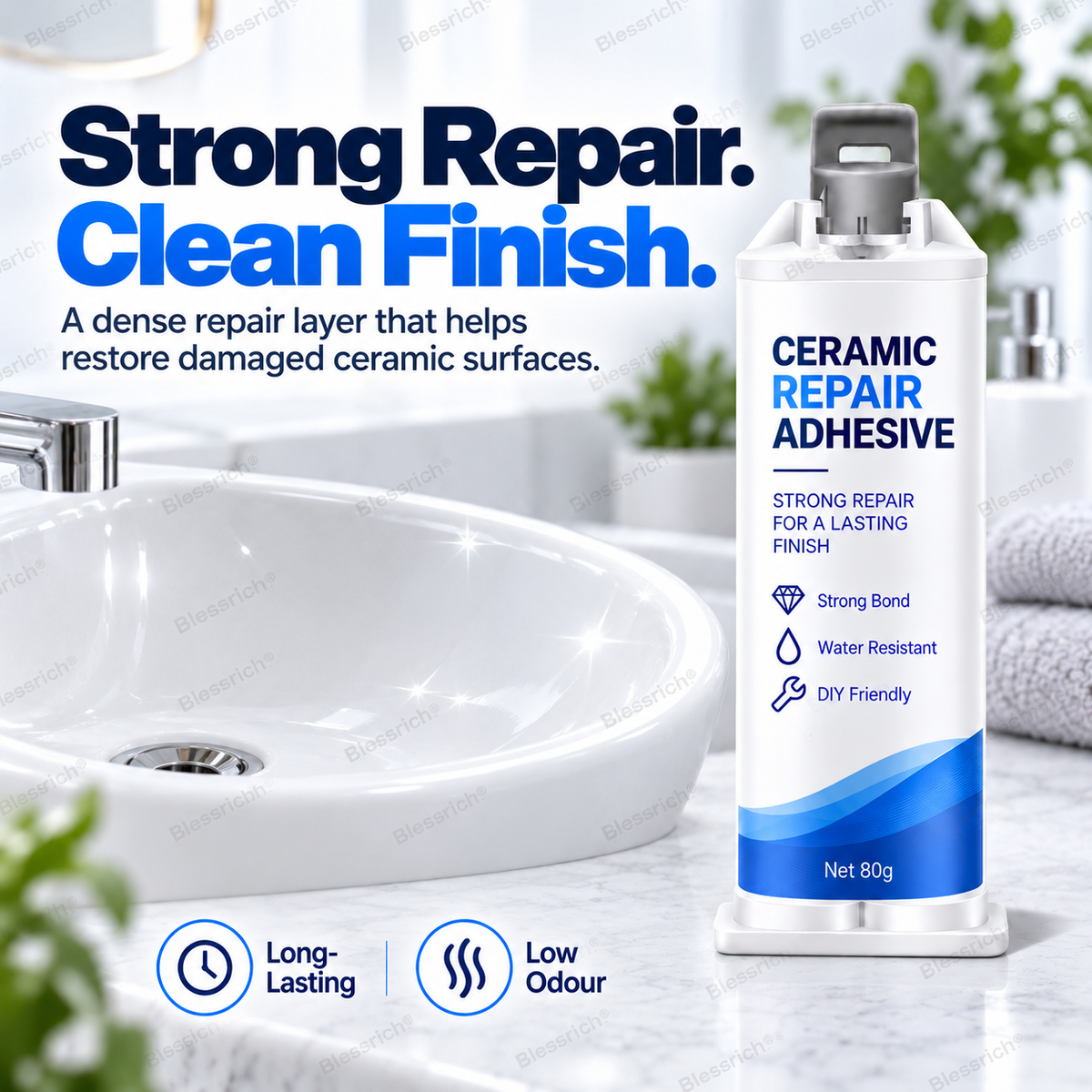 ✨ Give Damaged Surfaces a Second Life! 🛠️ 80g Ceramic Repair Compound for Toilets, Sinks, Tubs, Tiles & Marble 🚽🚰🛁