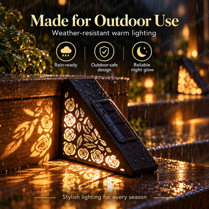 🌙 50% OFF NOW! Solar Motion Sensor Step Lights – Warm Floral Glow Outdoor Stair Lights, Automatic Night Lighting, No Wiring Required for Gardens, Decks & Pathways