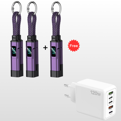 🔥HOT SALE 50% OFF🔥4-in-1 Digital Display Keychain Charging Cable