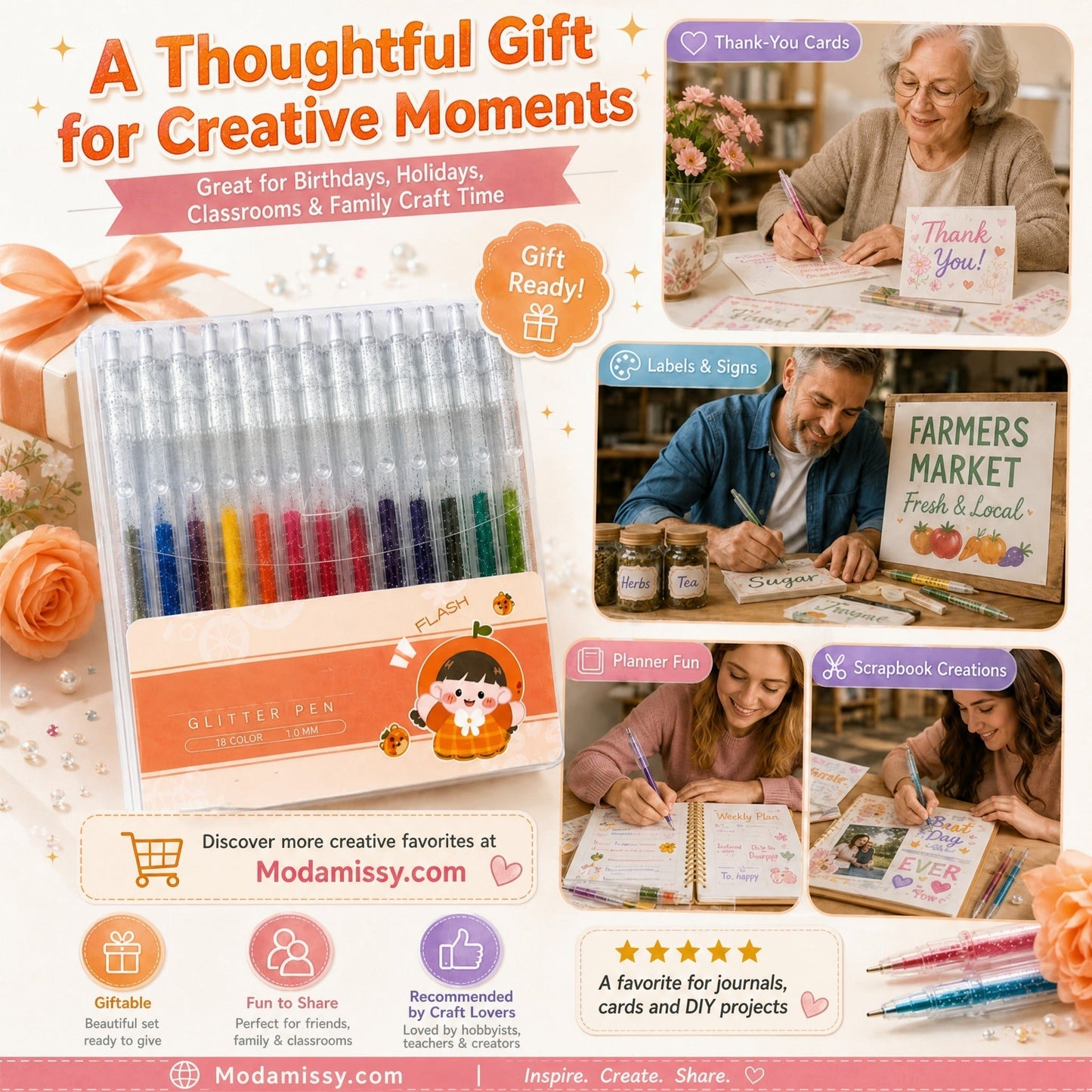 ✨LAST DAY SALE ONLY ￡6.99!!⚡50K+ SOLD!🎁Glitter Gel Pen Set