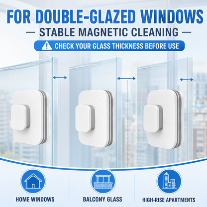 🥳2026 HOT SALE🥳💞50K+ SOLD! ⚡ 50% OFF! 6‑in‑1 Magnetic Glass Cleaner – 30% wider cleaning area, perfect for high‑rise windows. Dual pads + squeegee – flawless results from the first pass! 🪣🪟