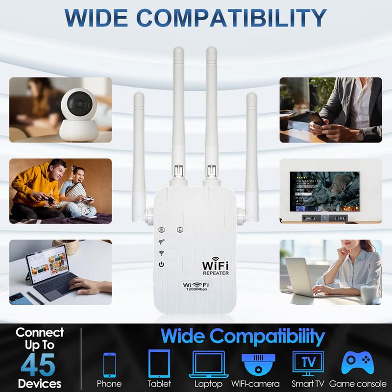 🔥2025 hot sale 🎁1200Mbps Dual Band (5GHz/2.4GHz) WiFi Extender Covers 10,000 sq. ft & 50 Devices