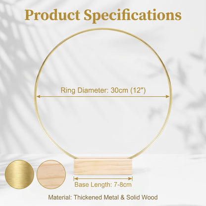 🌸 Gold-Tone Decorative Hoop with Wooden Stand
