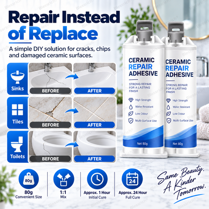 ✨ Give Damaged Surfaces a Second Life! 🛠️ 80g Ceramic Repair Compound for Toilets, Sinks, Tubs, Tiles & Marble 🚽🚰🛁
