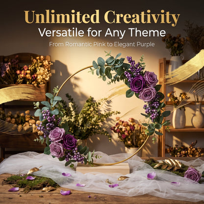 🌸 Gold-Tone Decorative Hoop with Wooden Stand