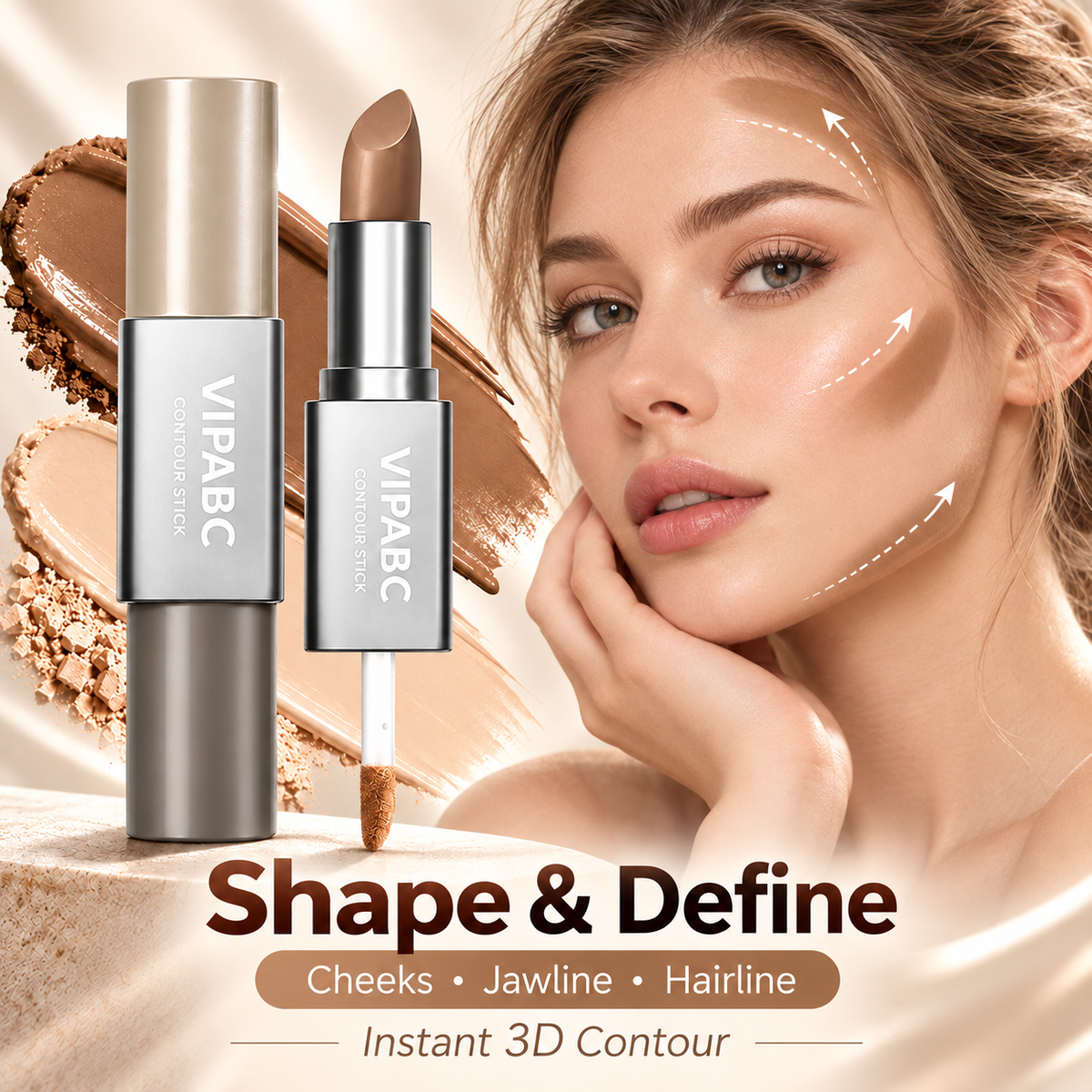 Dual-Effect Contouring Stick: Matte, 3D Shading, Natural Nose Contour