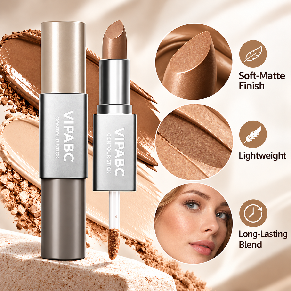 Dual-Effect Contouring Stick: Matte, 3D Shading, Natural Nose Contour