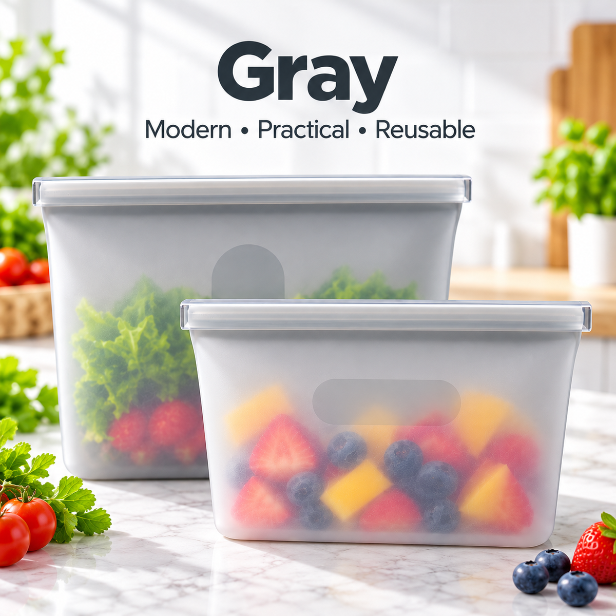 Reusable Silicone Zip Containers (Two per bag)