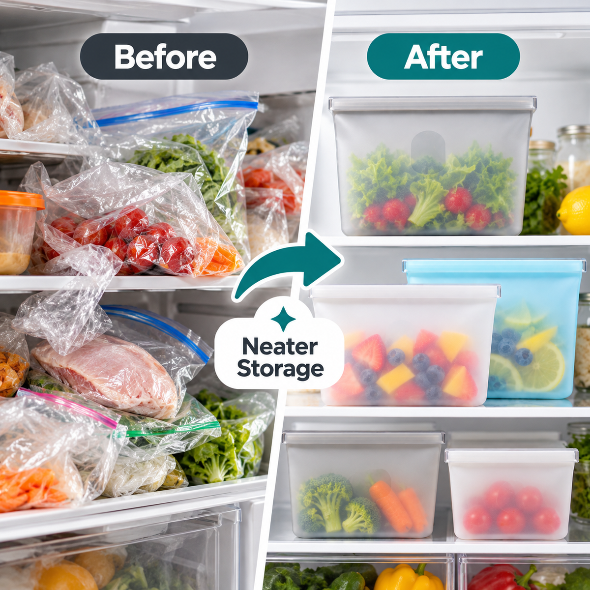 Reusable Silicone Zip Containers (Two per bag)