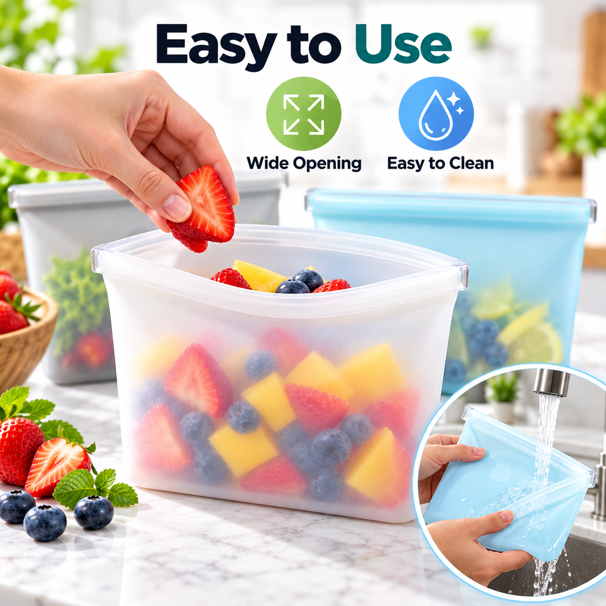 Reusable Silicone Zip Containers (Two per bag)