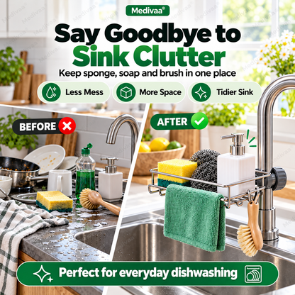 Stainless steel storage rack for the kitchen sink