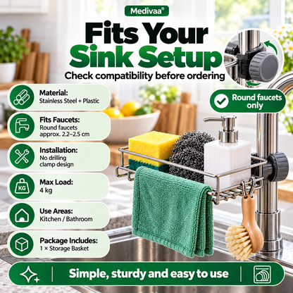 Stainless steel storage rack for the kitchen sink