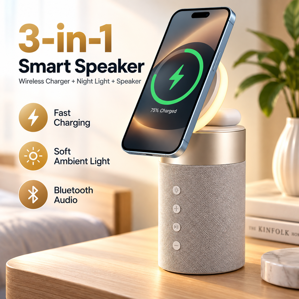 3-in-1 Magnetic Wireless Charging Stand &Speaker