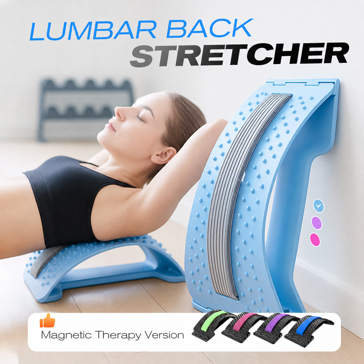 Magnetic Lumbar Stretcher – Acupressure Massage, Portable Design & Relieves Back Pain