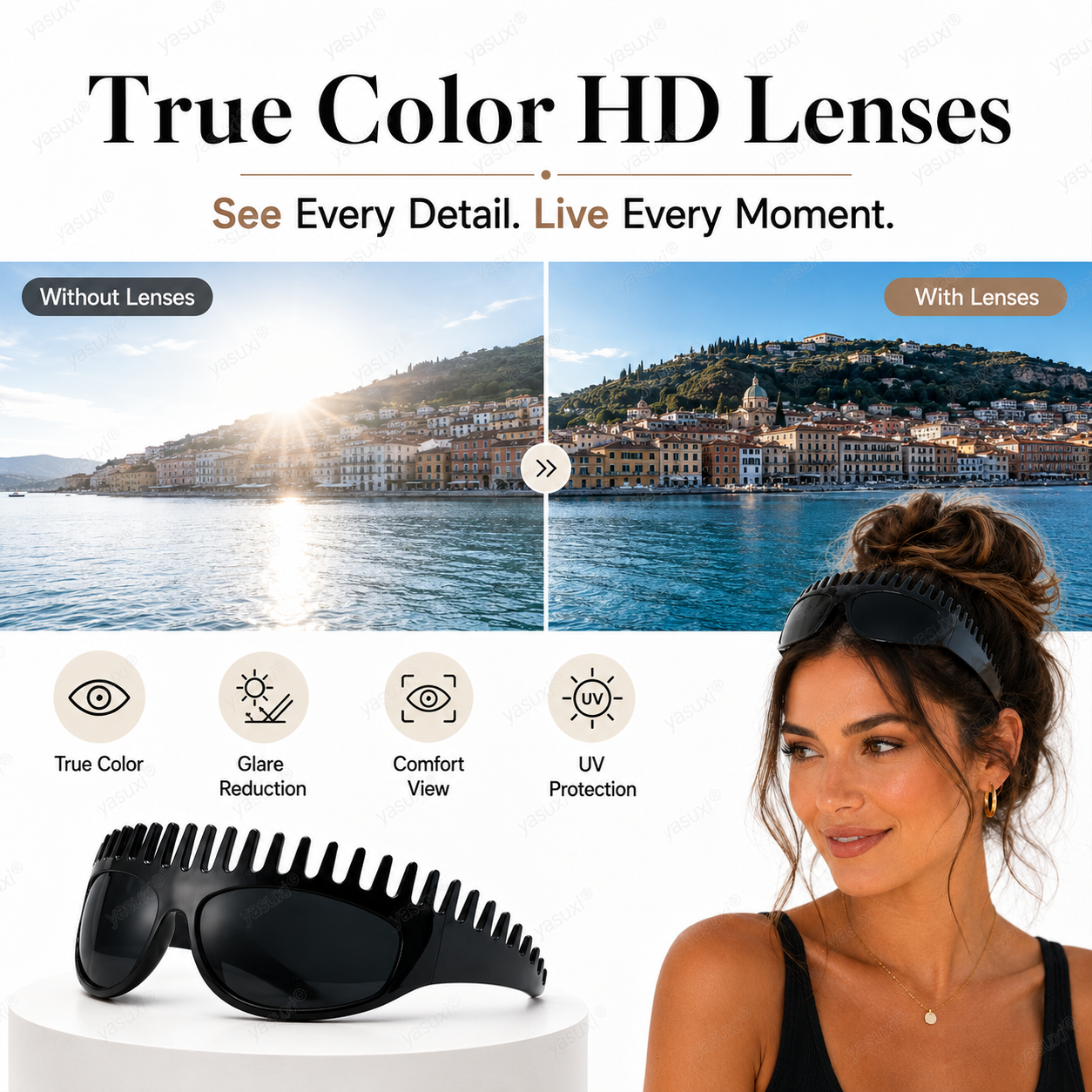 ✨ New Fashion Square Sunglasses for Women – Light Luxury, UV Protection, Oversized Frame, Versatile & Streetwear Stylish! 🕶️