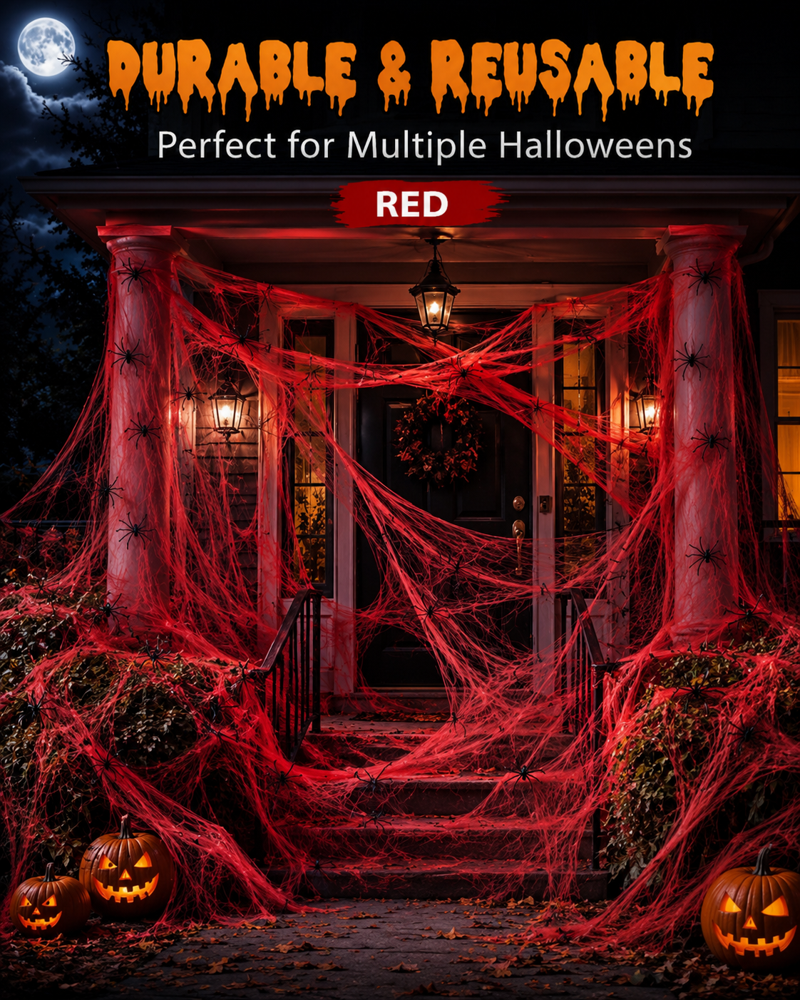 Halloween Scary Party Decoration Spiders & Stretchy Cobweb