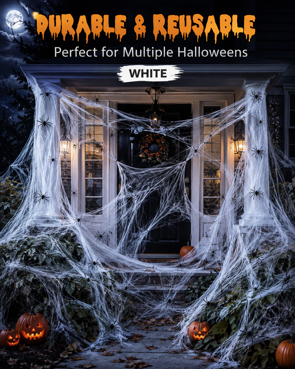 Halloween Scary Party Decoration Spiders & Stretchy Cobweb
