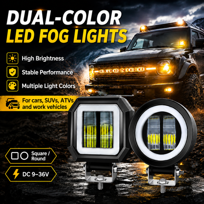 20W Round Automotive LED Work Light, Off-Road Light, Work Light, Fog Light with Light Ring and Angel Eyes, Default White Light