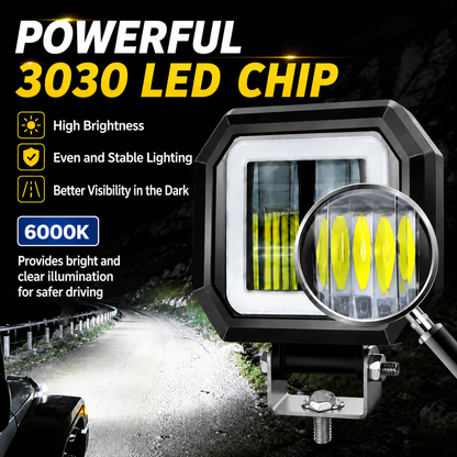 20W Round Automotive LED Work Light, Off-Road Light, Work Light, Fog Light with Light Ring and Angel Eyes, Default White Light