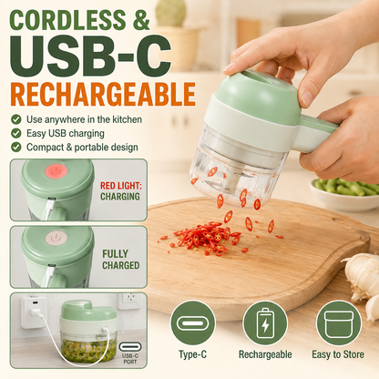 4-in-1 manual electric vegetable cutter setMultifunction cordless food processor