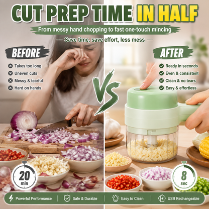 4-in-1 manual electric vegetable cutter setMultifunction cordless food processor