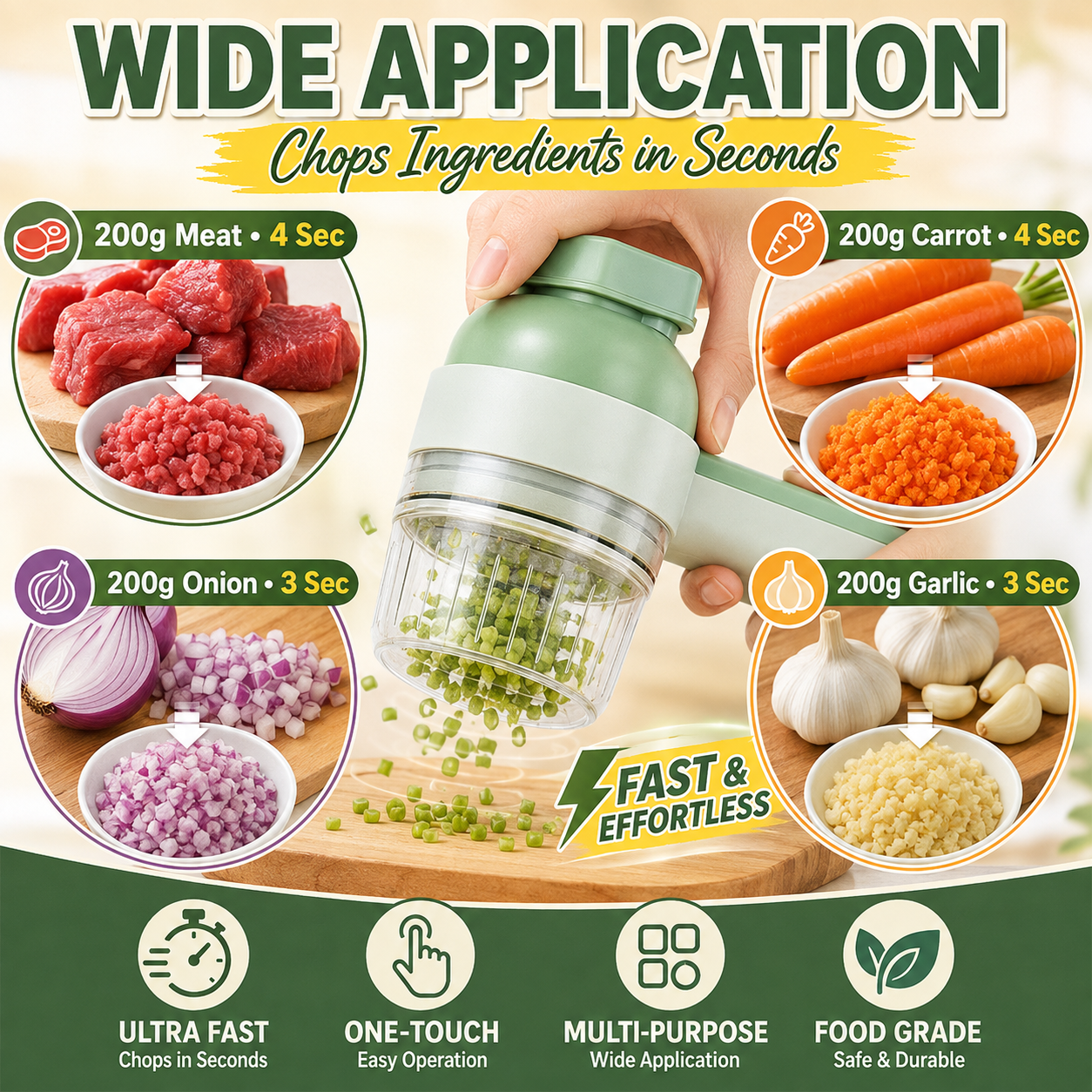 4-in-1 manual electric vegetable cutter setMultifunction cordless food processor