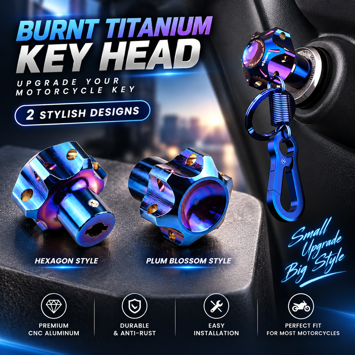 Motorcycle and Electric Scooter Modification Parts: Key Caps—Custom Key Caps, Universal Fit