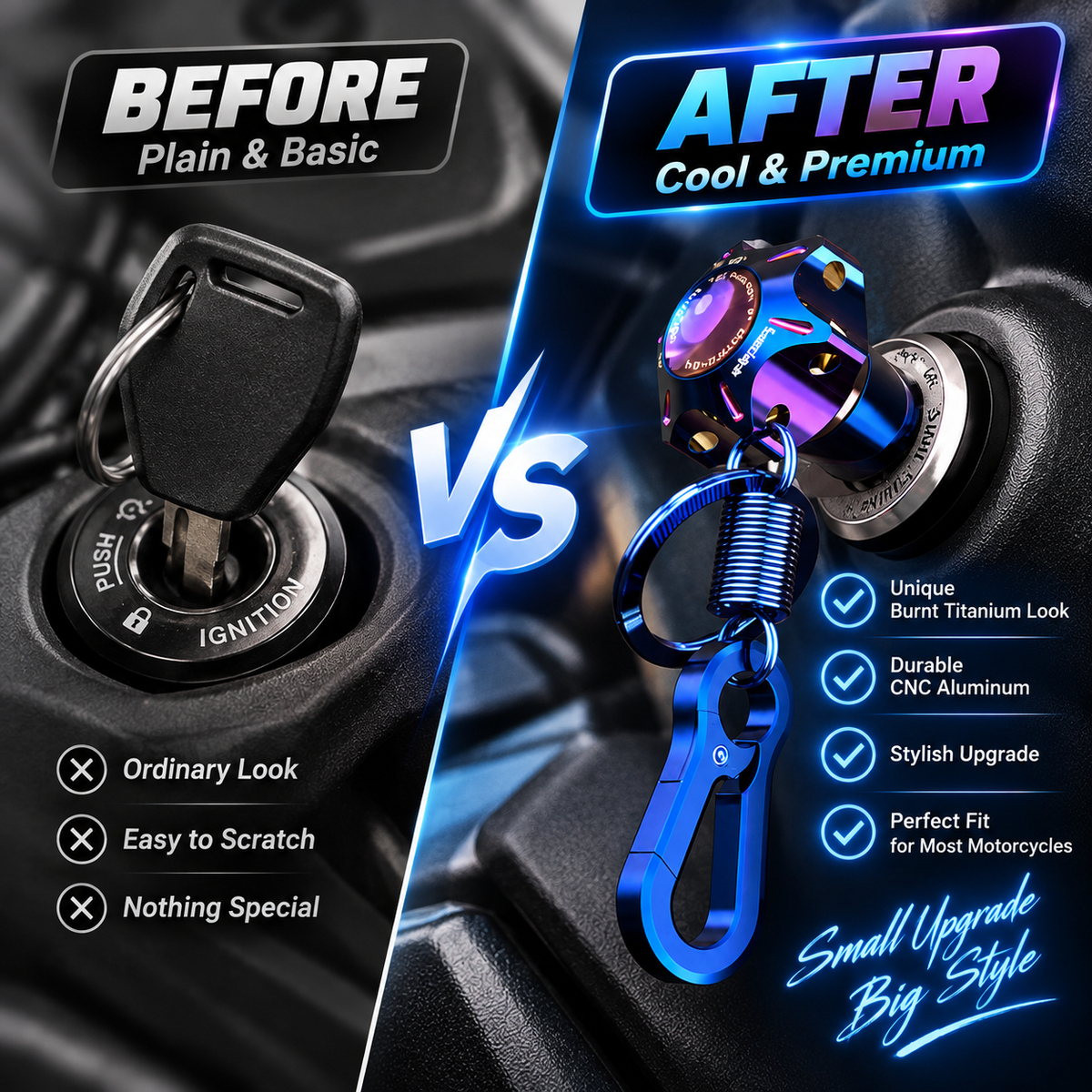 Motorcycle and Electric Scooter Modification Parts: Key Caps—Custom Key Caps, Universal Fit