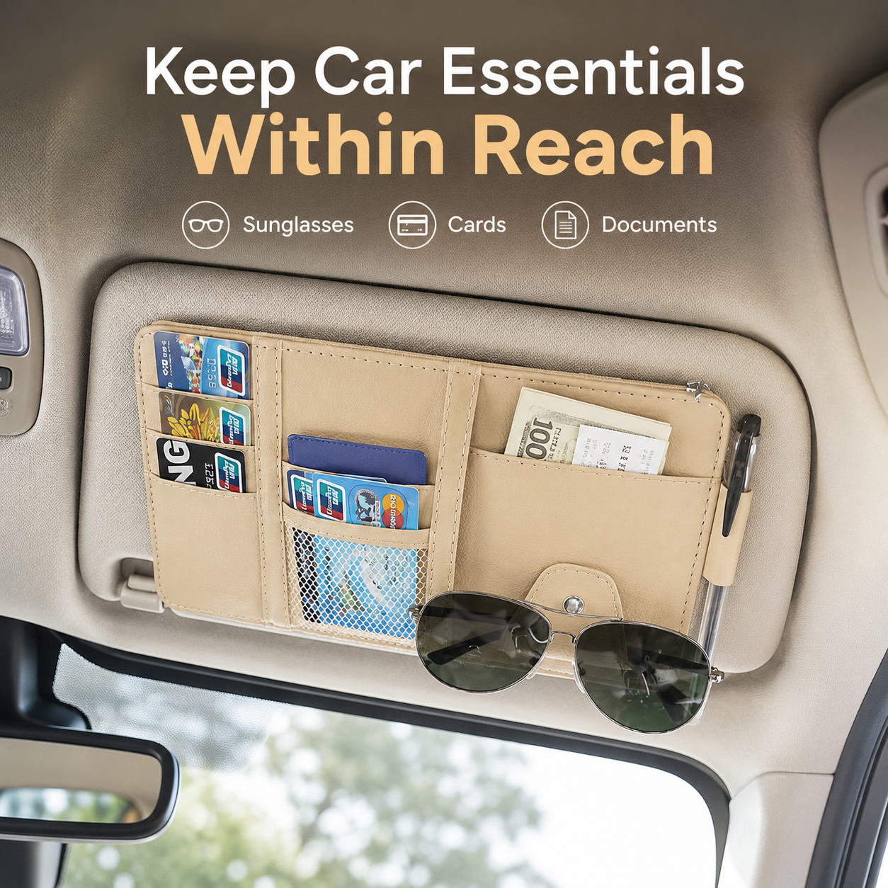 All-in-One Car Sun Visor Organizer