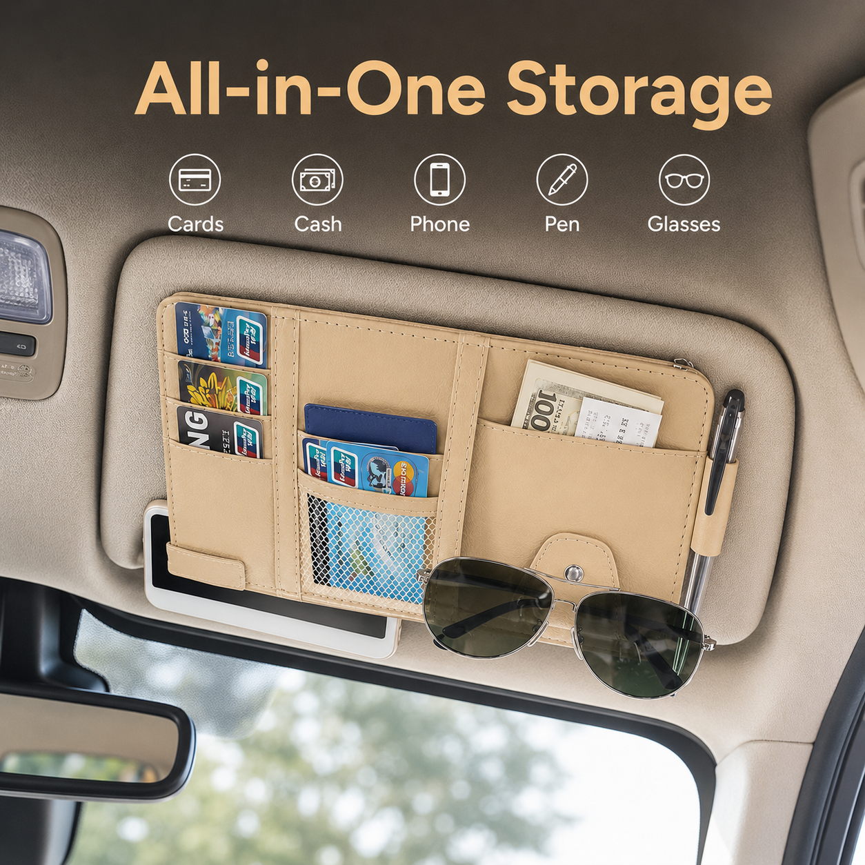 All-in-One Car Sun Visor Organizer