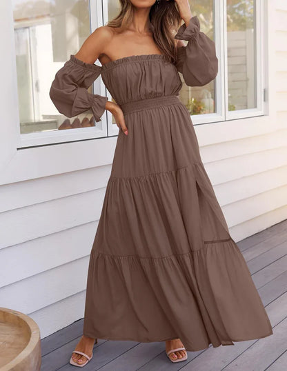 🎉LAST DAY SAEL 60% OFF!!✨💃Women's Off-Shoulder High-Waist Dress