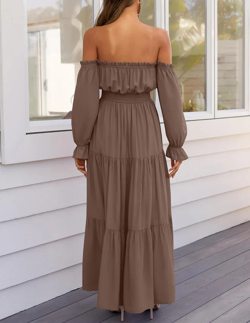 🎉LAST DAY SAEL 60% OFF!!✨💃Women's Off-Shoulder High-Waist Dress