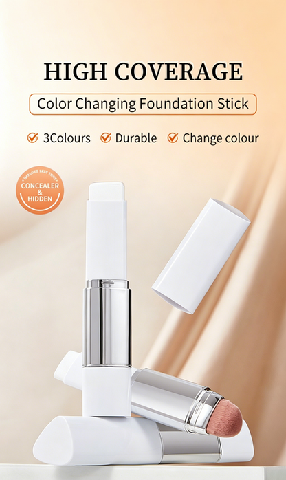 🎉[OFFICIAL PRODUCT] 🎉Cover Cream Stick V w/ Detachable Brush - Korean Skin Care Color-Changing Foundation Stick with Collagen Capsules (0.45 oz)