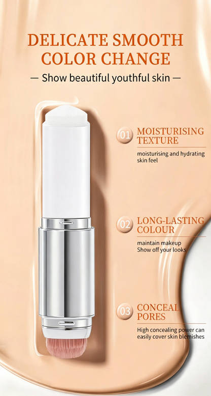 🎉[OFFICIAL PRODUCT] 🎉Cover Cream Stick V w/ Detachable Brush - Korean Skin Care Color-Changing Foundation Stick with Collagen Capsules (0.45 oz)