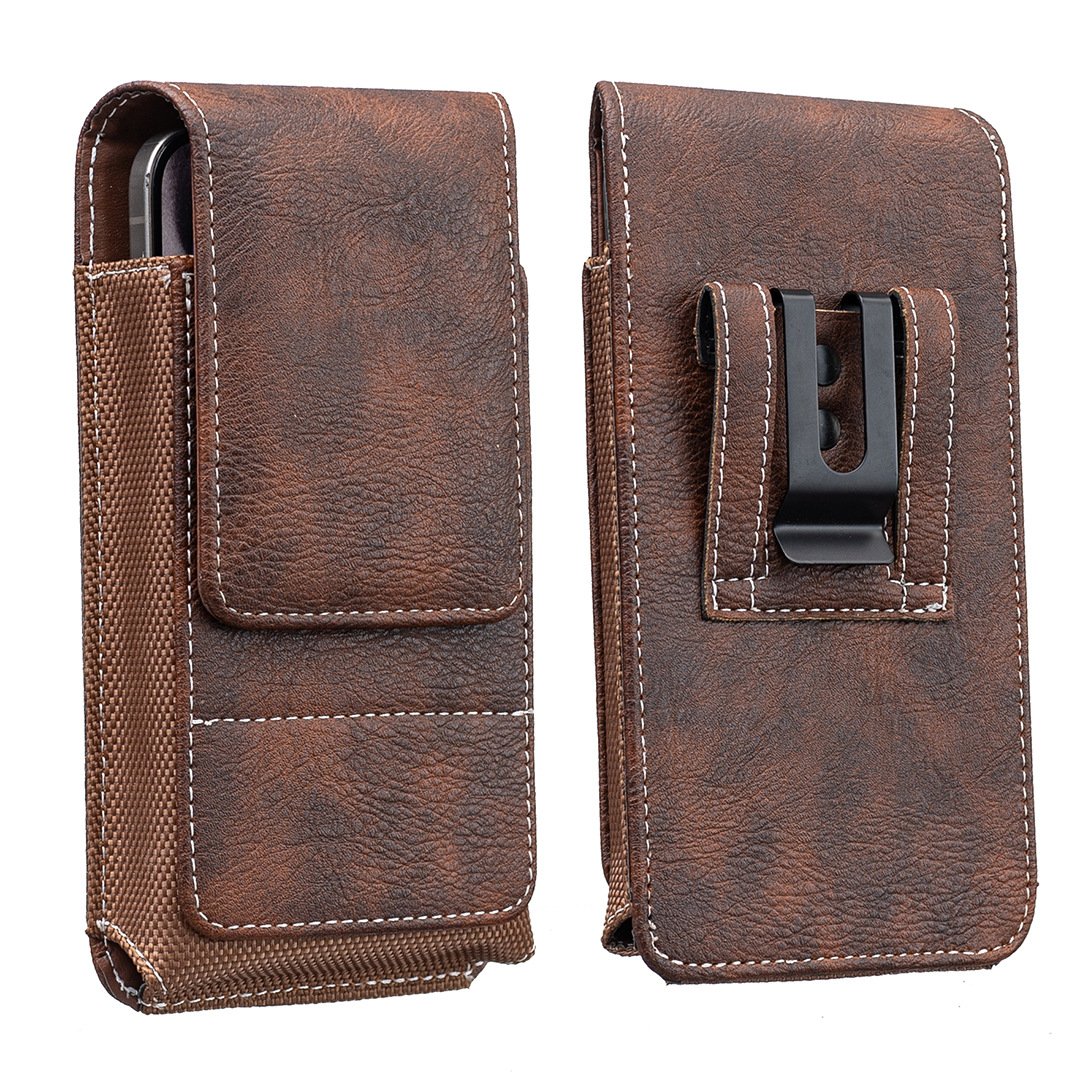Belt Phone Holder with Magnetic Closure – Sturdy Smartphone Holster with Clip, Belt Loop & Card Slot