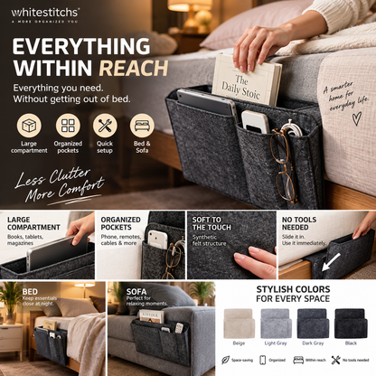 Organize Bedside Instantly! No-Tool Slide-In Storage Organizer