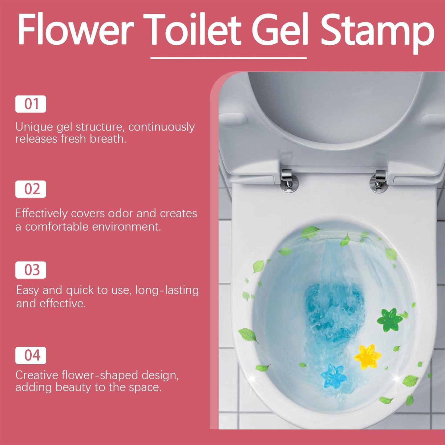 Toilet Gel Deodorant Flower — Household Toilet Descaling, Deodorizing, Freshening, and Odor-Removing Toilet Cleaner