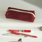 Canvas Polka Dot Pencil Case - Korean Style, Simple, High-Aesthetic Stationery Pouch for Middle/High School Girls