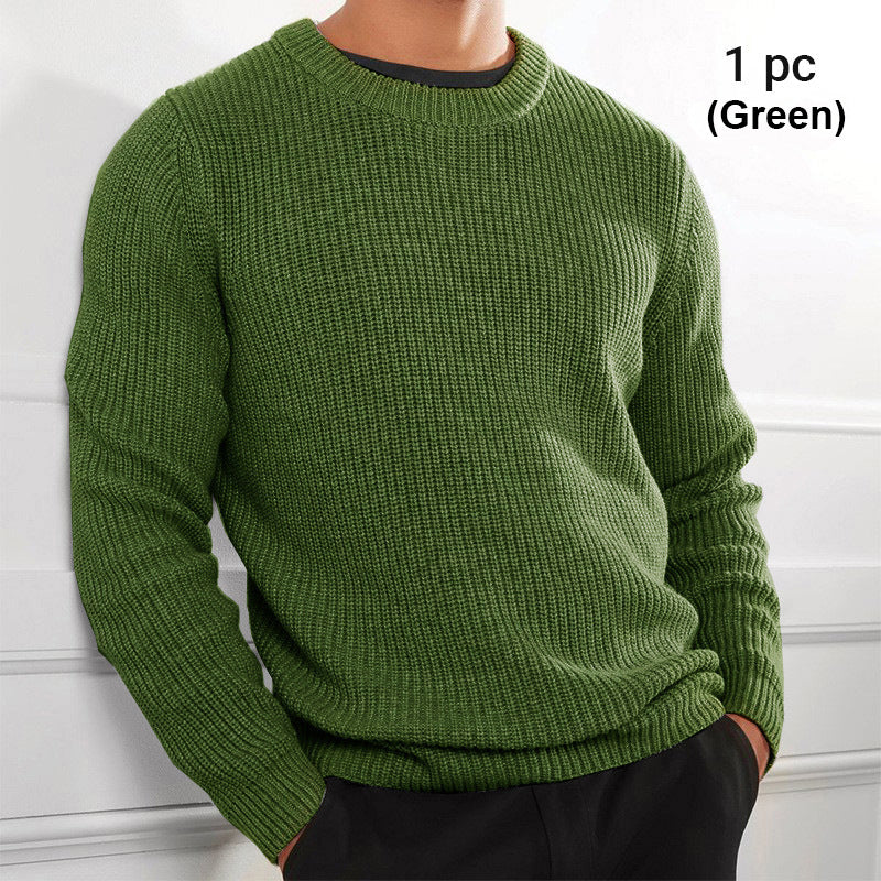 Solid Color Knit Crewneck Sweater