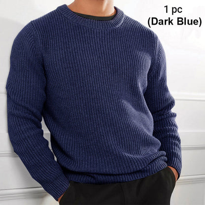 Solid Color Knit Crewneck Sweater