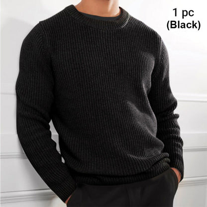 Solid Color Knit Crewneck Sweater